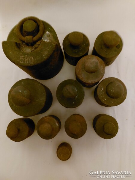 Old iron scale weights 12 pcs
