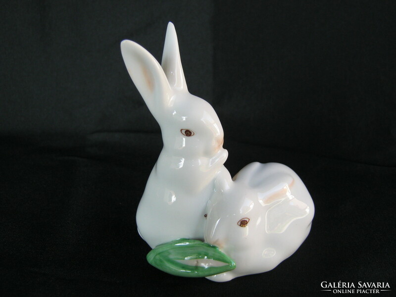 Pair of Herend porcelain bunnies