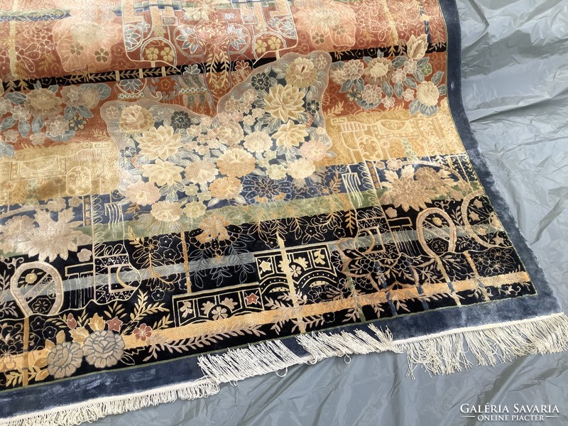 168x260-as exkluzív kínai kézi csomózású selyem szőnyeg art deco és klasszikus enteriőr kedvelőknek