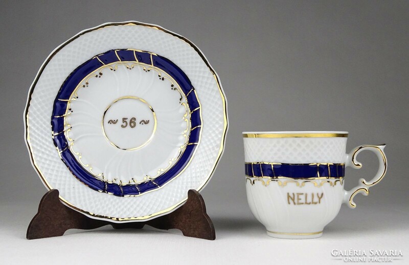 0V055 Nelly feliratos Hollóházi porcelán kávéscsésze