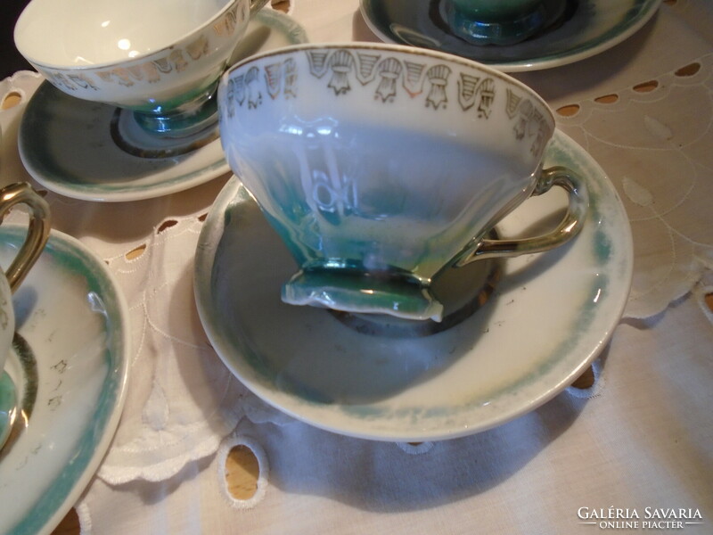 Szépséges régi 5 db-os kézi festésű porcelán kávézó teázó