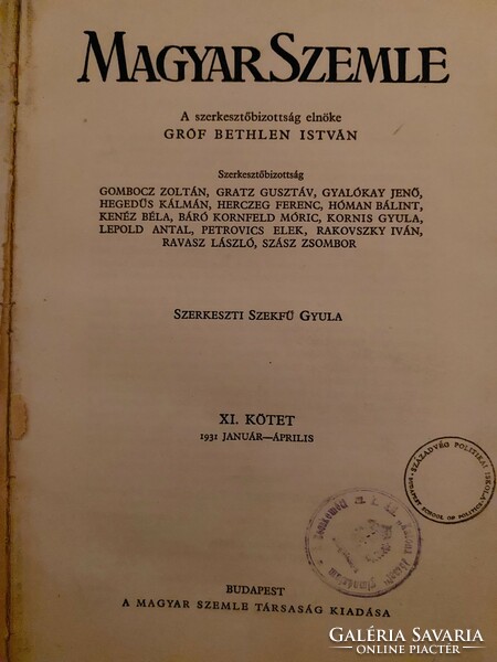 Magyar Szemle XII. kötet 1931. január-április