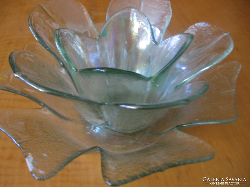 Türkiz zöldes üveg lótusz virág mécsestartó Zen meditációhoz is