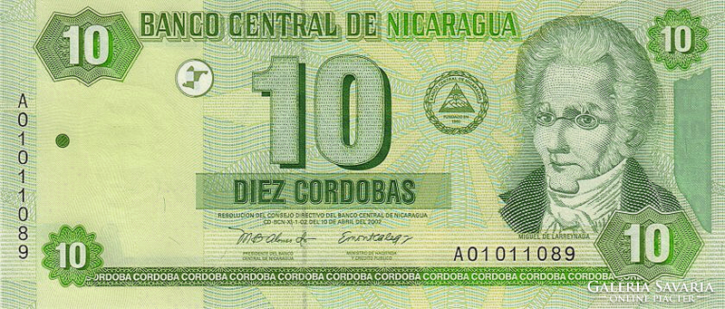 Nicaragua 10 cordobas 2002 oz