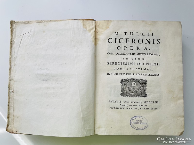 Cicero's opera II by M. Tullii. His volume - 1753