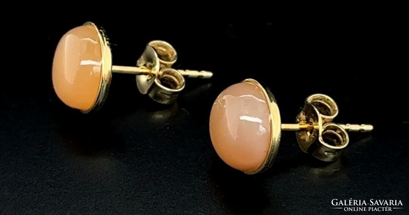 Real Moonstone Gemstone Earrings 9k Gold Ear - New