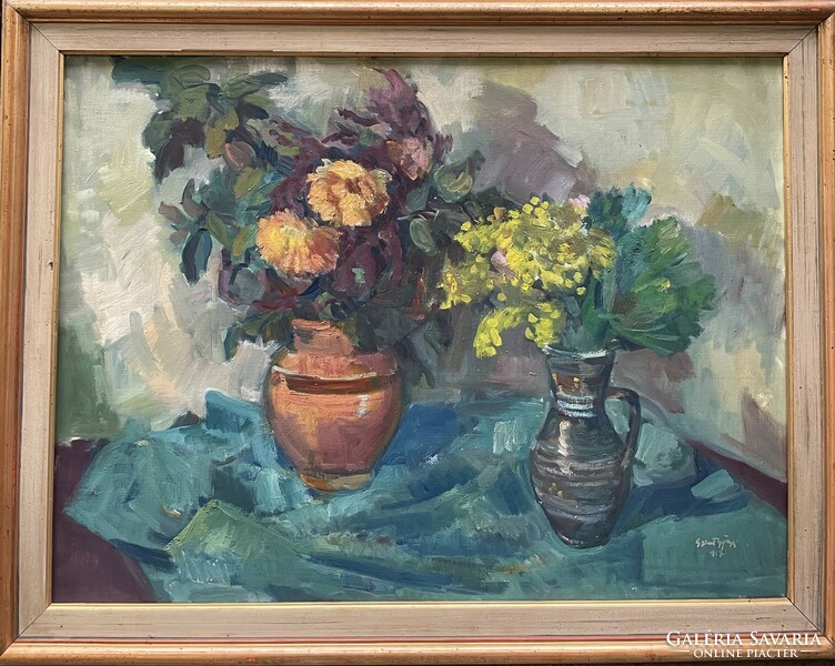 Still life at the age of Szentgyörgy (1916-2006) c. Picture painting with original guarantee