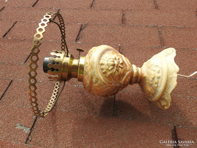 Old majolica lamp body - kerosene lamp shape, electric
