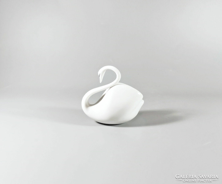 Hollóházi mid-century modern swan hand-painted porcelain figure, flawless! (J305)