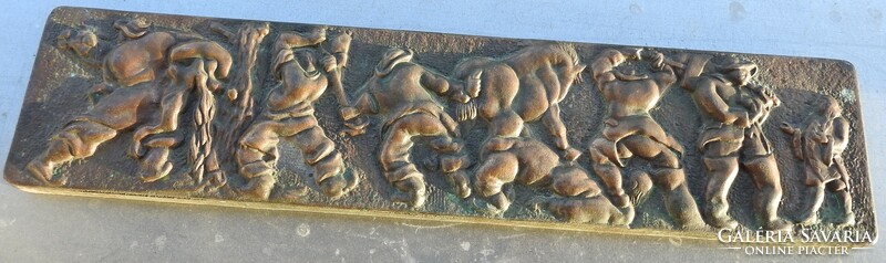 Antique large bronze relief image