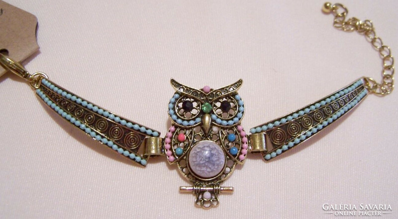 A new type, made with a special technique, bracelet with colored pearls and an owl.