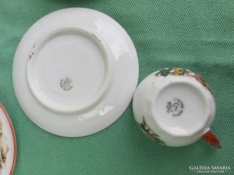 Gésás coffee set bird porcelains cup sugar holder cream collectors beautiful pieces of oriental