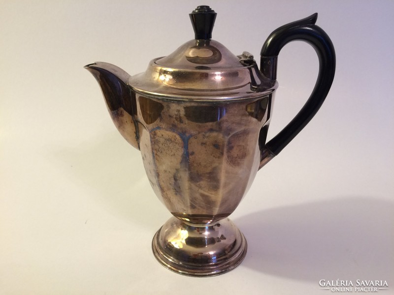 Sheffield régi teás kiöntő vintage kávés talpas fém kanna fémjelzett