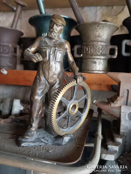 Ritka Ganz Ábráhám Bronz szobra  Gépgyári Ganz ipari Loft Emlék szobor gyűjteményből Industrial