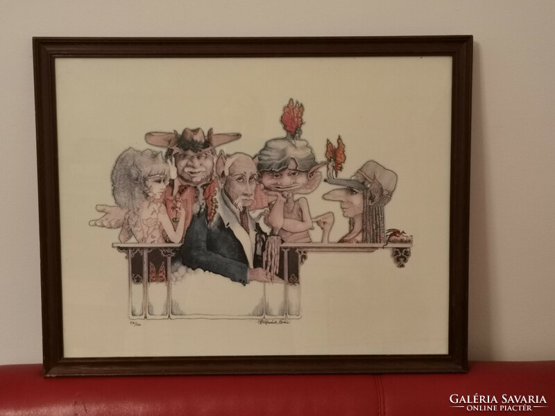 Large, color lithograph signed