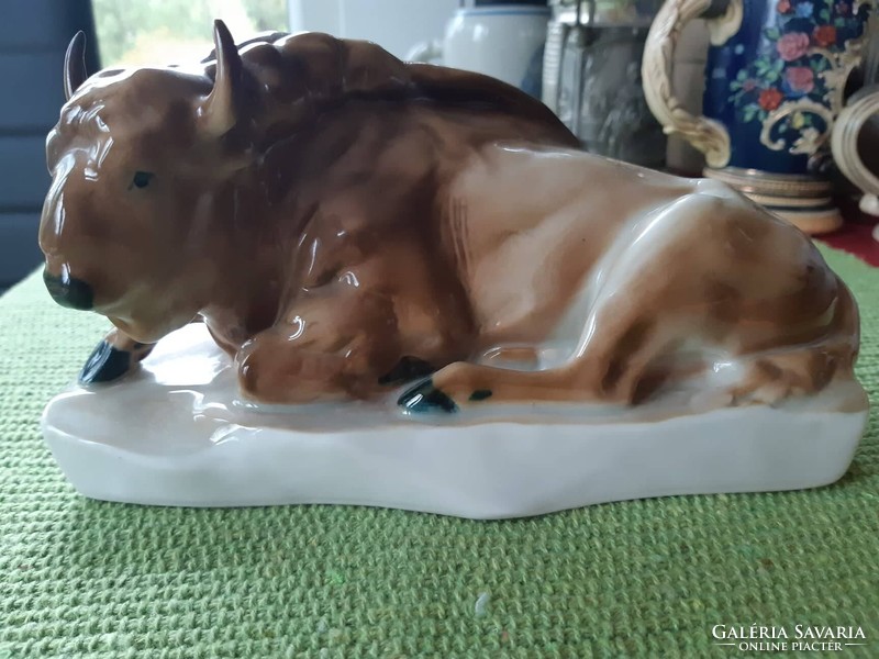 A reclining buffalo from Zsolnay in perfect condition.