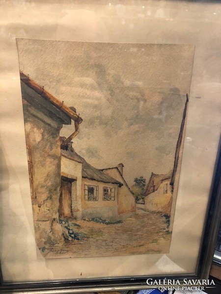 Tabán ábrázolás, festmény, szignált, 40 x 20 cm-es , 1900 elejéről.