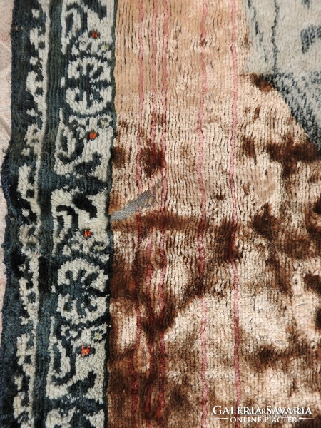 Hatalmas antik selyem mokett terítő - falikárpit - ókori jelenet