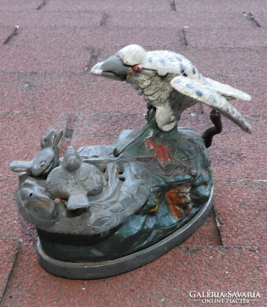 Antique iron hand painted eagle statue with money box