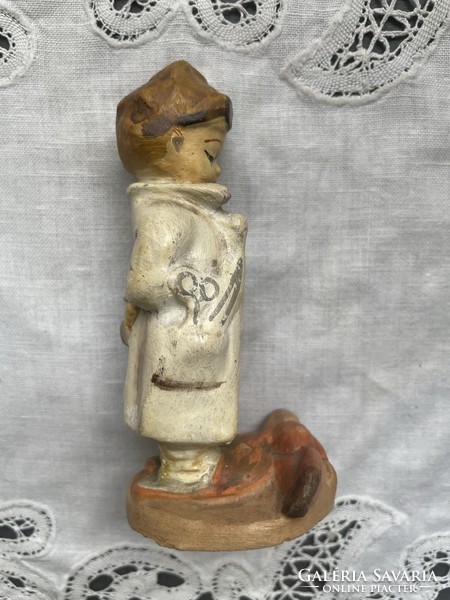 Old, marked cop hummel ceramic boy figure, undamaged, slightly worn painting