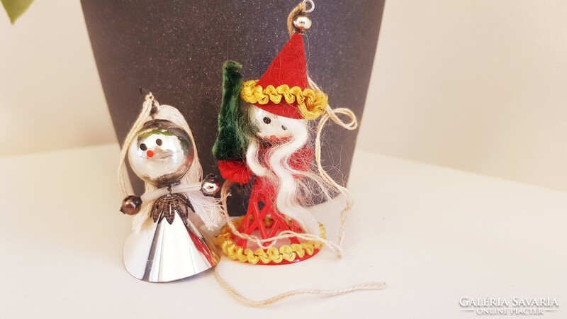 Két darab retró karácsonyfadísz, gyűjthető együtt, Mikulás, kislány