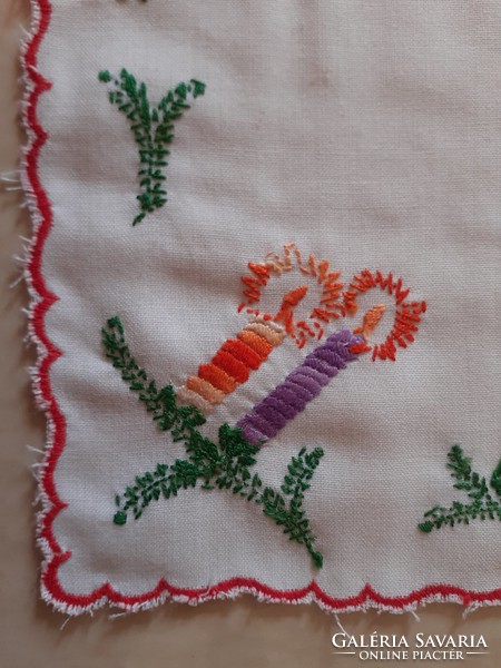 Old Christmas pattern with embroidered small tablecloth for needlework