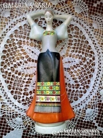 Aquincum budapest porcelain folk costume woman with flawless beauty