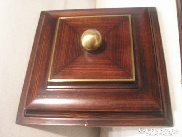 N16 art deco wooden jewelry box copper installation + copper buttons. Velvet inner post foot protector 24 x 24 x 10 cm