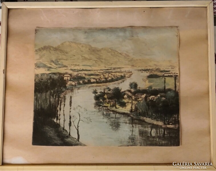 Fk/237 - unknown painter, graphic artist - colored etching entitled Dunabenkyar