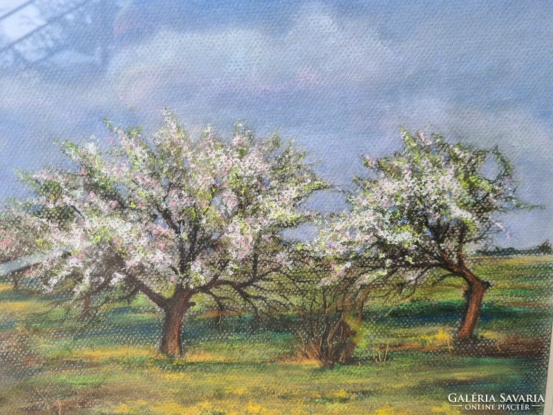Akvarell festmény 4 évszak - tavasz tájkép, természet