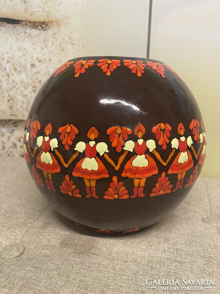Zsuzsa Stekly fire enamel ball vase is rare! A29