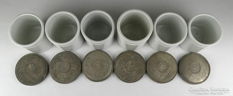 1L185 Antik BARCSAY SZEGED gyógyszertári porcelán patika tégely 6 darab