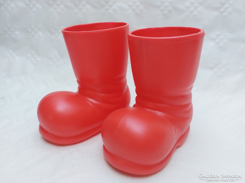 Retro Santa's boots in plastic red gift box