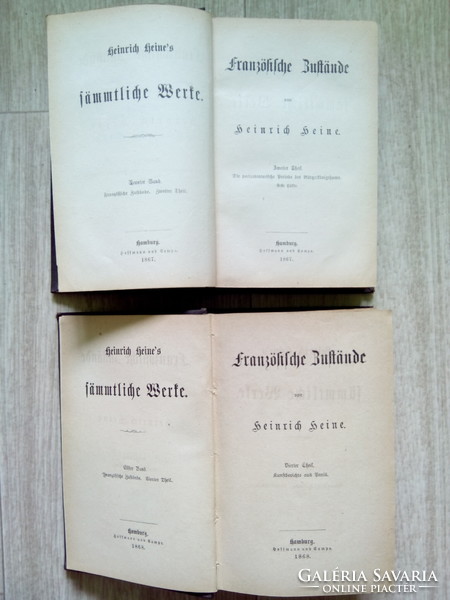 HEINRICH HEINE  MŰVEI 14 KÖTET 7 könyv HAMBURG 1867 RITKA