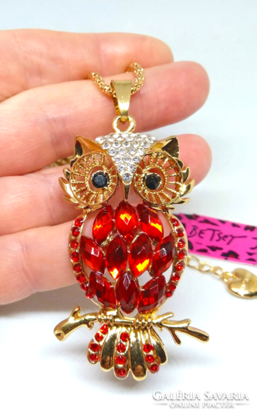 Betsey Johnson Red Owl Sweater Necklace