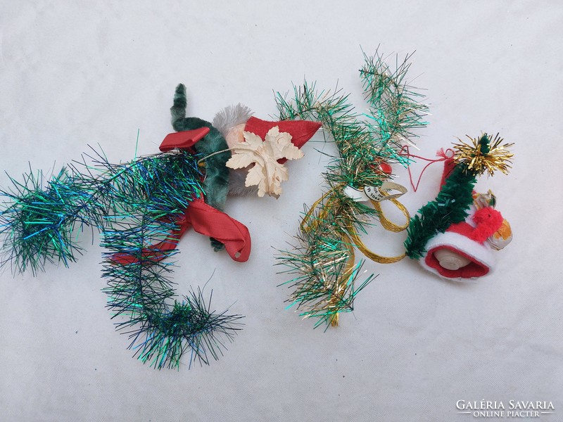 Retro Christmas tree decoration Santa Claus Santa lamella pine branch 3 pcs