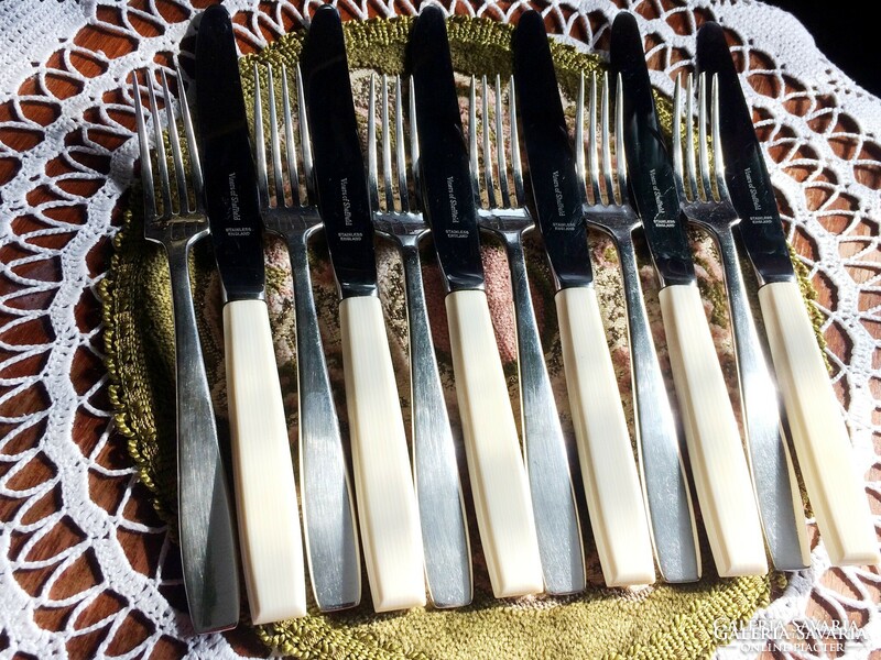Sheffield knives, silver-plated forks, 6-person, vintage, marked, 12-piece cutlery set