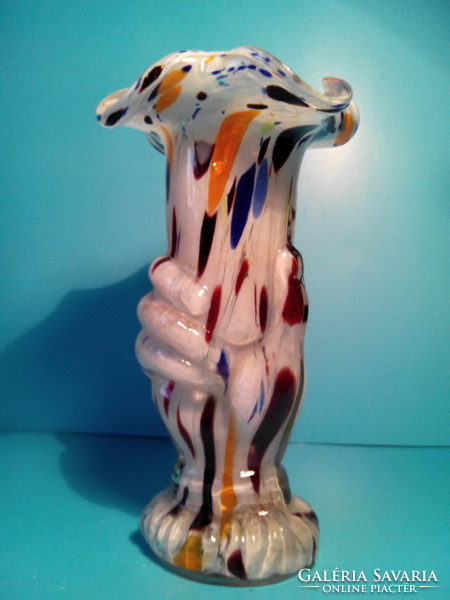 Spatter glass vase gorgeous colors