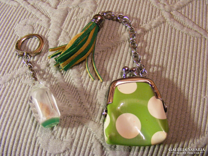 Retro mini wallet and key ring together
