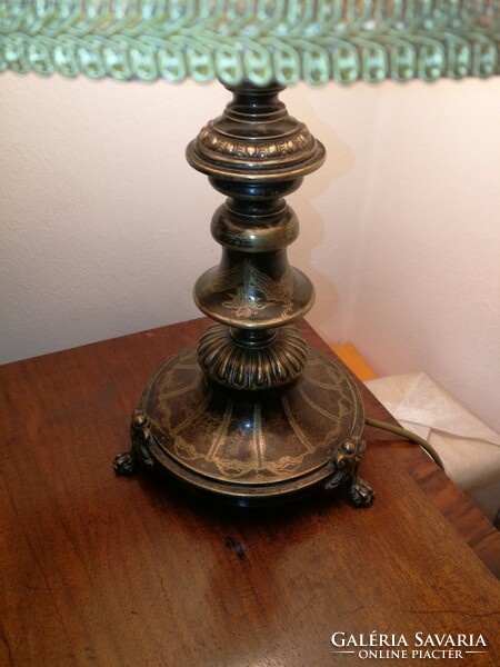 Antik réz ezüstözött asztali lámpa