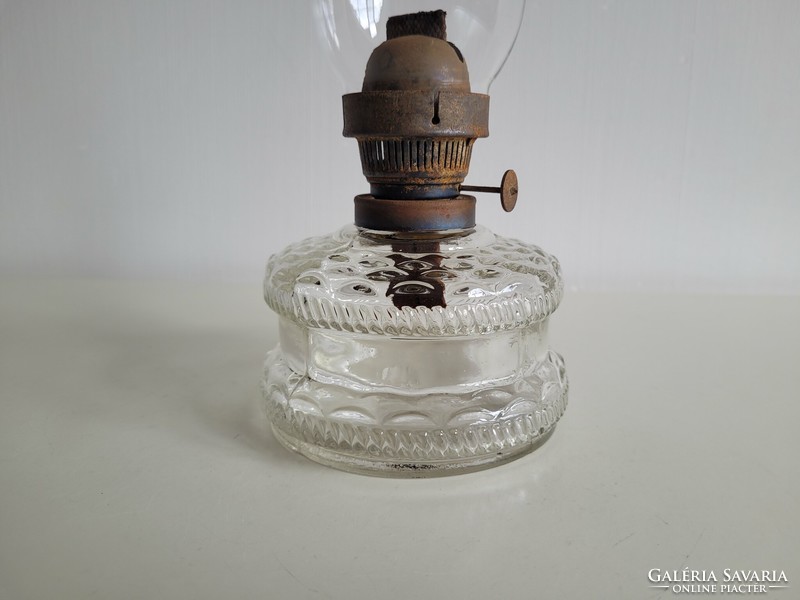 Régi vintage nagy méretű üveg petróleum lámpa éjjeli lámpa