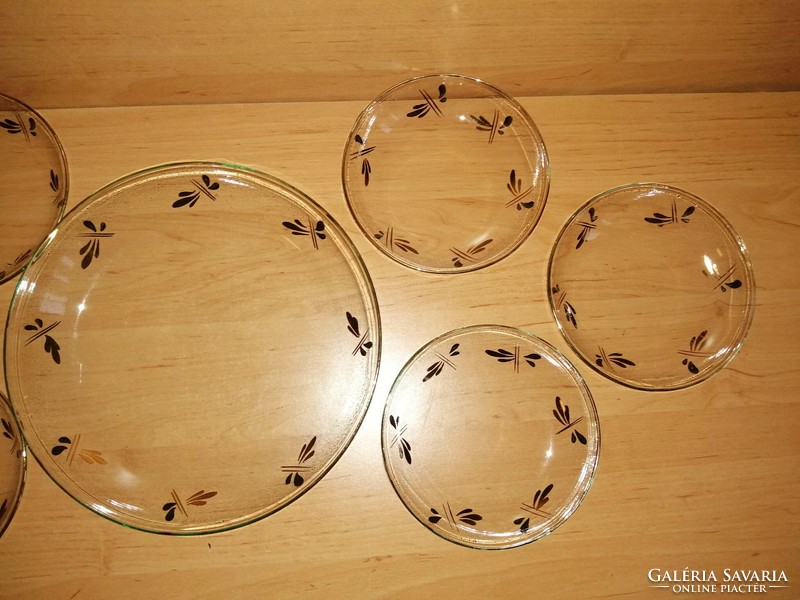 Üveg tányér készlet, 1 db kínáló 6 db kistányér (b)