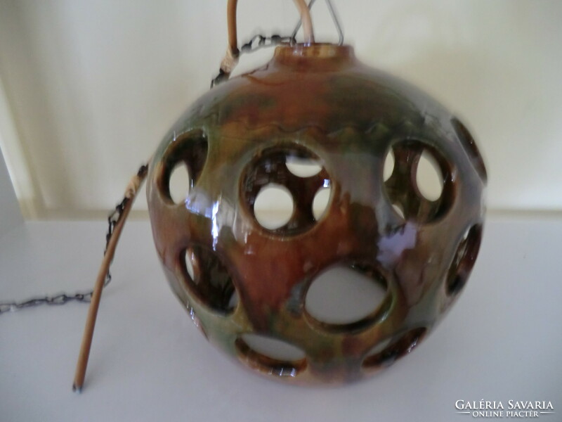 Art deco ceramic lampshade with holes, diameter 23 cm, height 18 cm