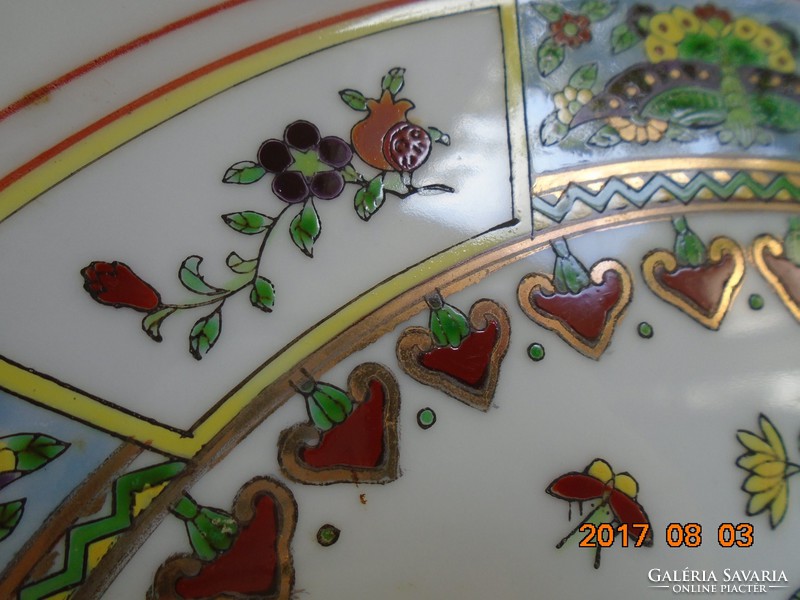 -50% VÁSÁR ! Jingdezhen  Kézzel festett Pillangó,gyümölcs,virág mintákkal  tálca- 25,5 cm