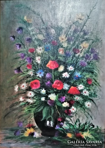 Oil painting of flower still life by Otto Krompaszky