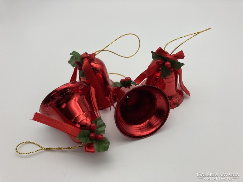 Old retro Christmas tree decoration red bells - bells