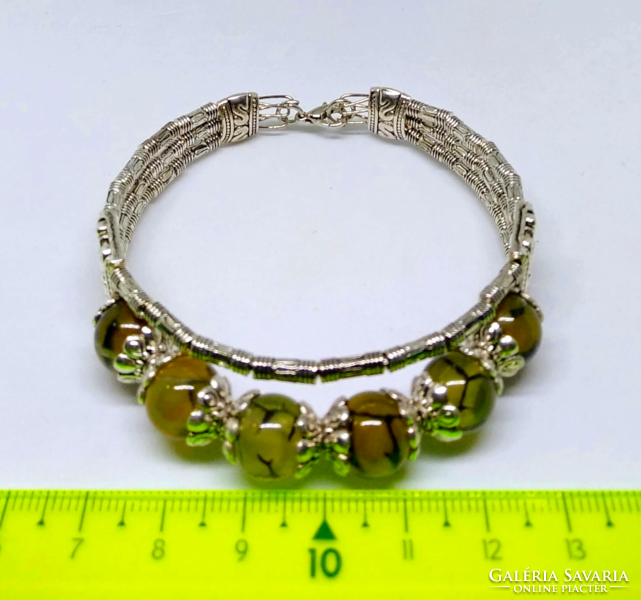 Tibetan bracelet with dragon vein agate mineral beads
