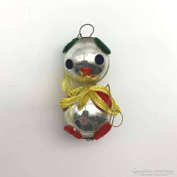 Old glass Christmas tree ornament silver spherical glass ornament, elf