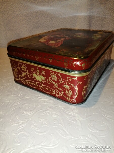"HAMBURG" régi díszdoboz, fém doboz kekszes doboz, tároló, dekoráció.