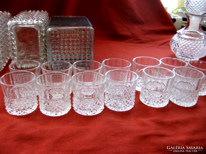 Retro set of 13 elegant half brandy and liqueur glasses